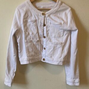 Anthropologie Maeve Coco Patch Pocket Jean Jacket - white
